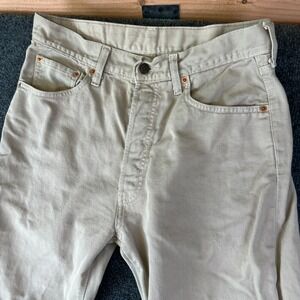 Levi's‎ 551 Jeans Mens 30x29.5 Cream Denim Cotton Mid Rise Button Fly Flared Leg